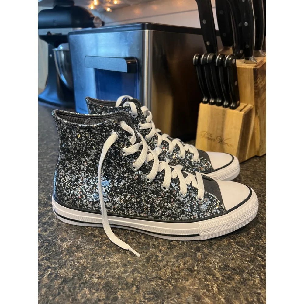 New Converse Kids Chuck Taylor All Star Glitter High Top Sneakers